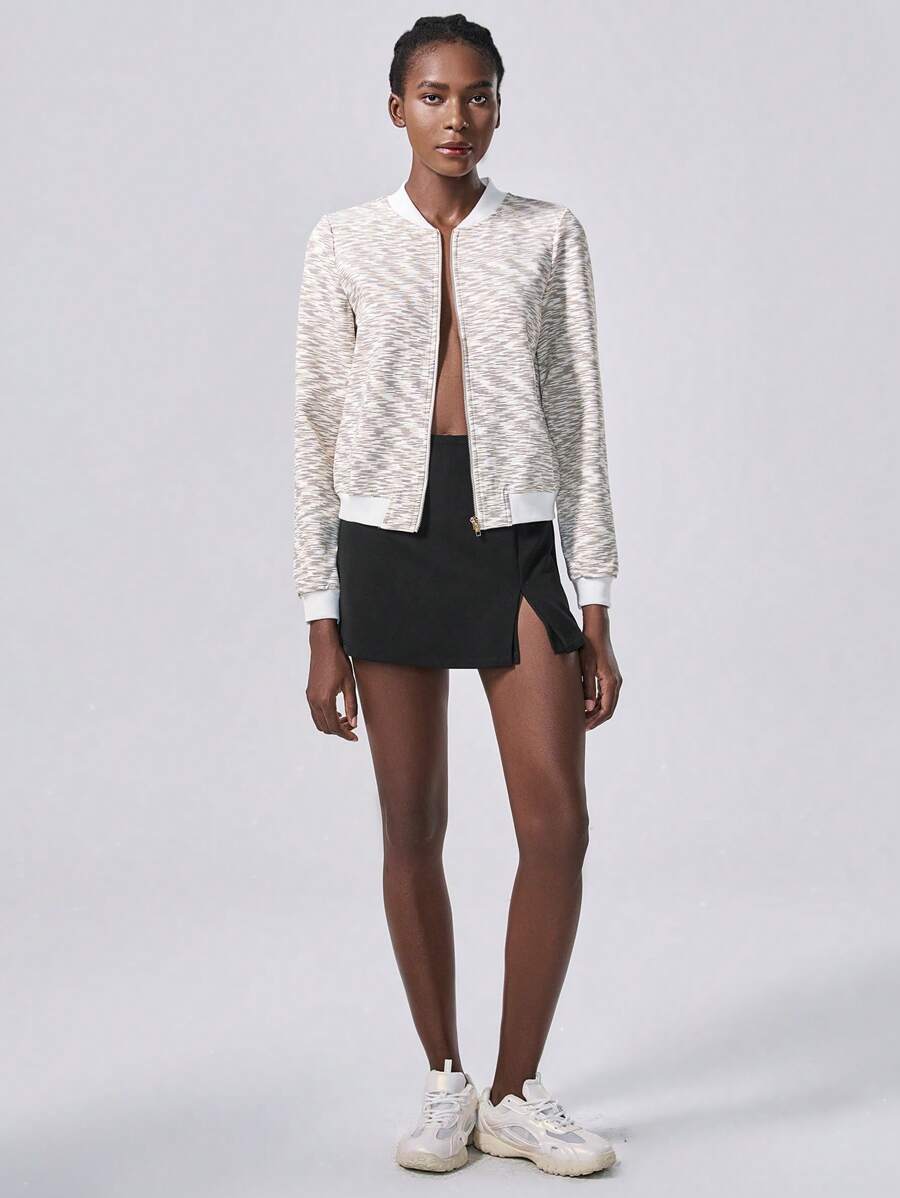 Calvaya Zip Up Bomber Jacket Fall Winter Cloth For Women