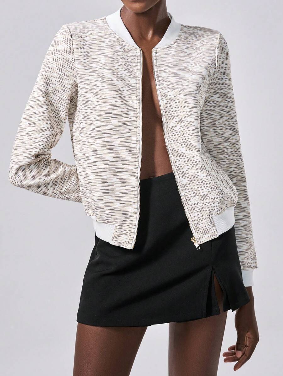 Calvaya Zip Up Bomber Jacket Fall Winter Cloth For Women
