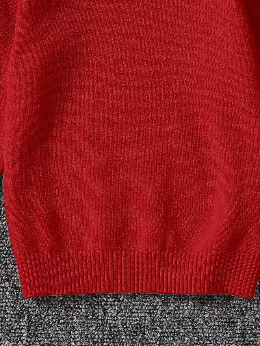 1pc Young Boys' Casual Comfortable Solid Color Versatile Loose Fit Turtleneck Sweater
