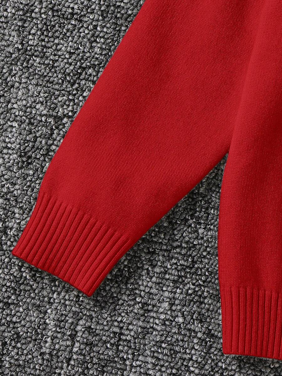 1pc Young Boys' Casual Comfortable Solid Color Versatile Loose Fit Turtleneck Sweater