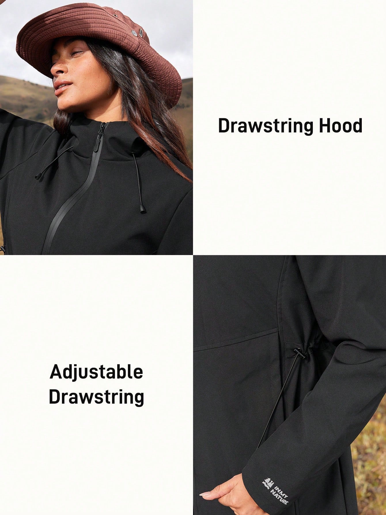 In My Nature Women's Solid Color Front Zip Letter Print Casual Outdoor Softshell Jacket