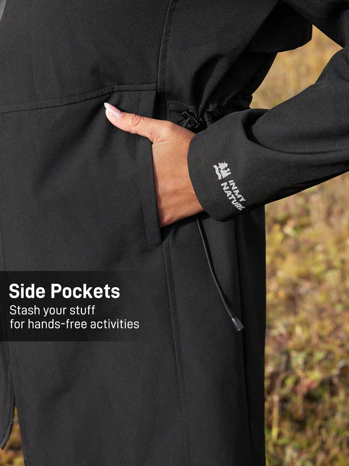 In My Nature Women's Solid Color Front Zip Letter Print Casual Outdoor Softshell Jacket