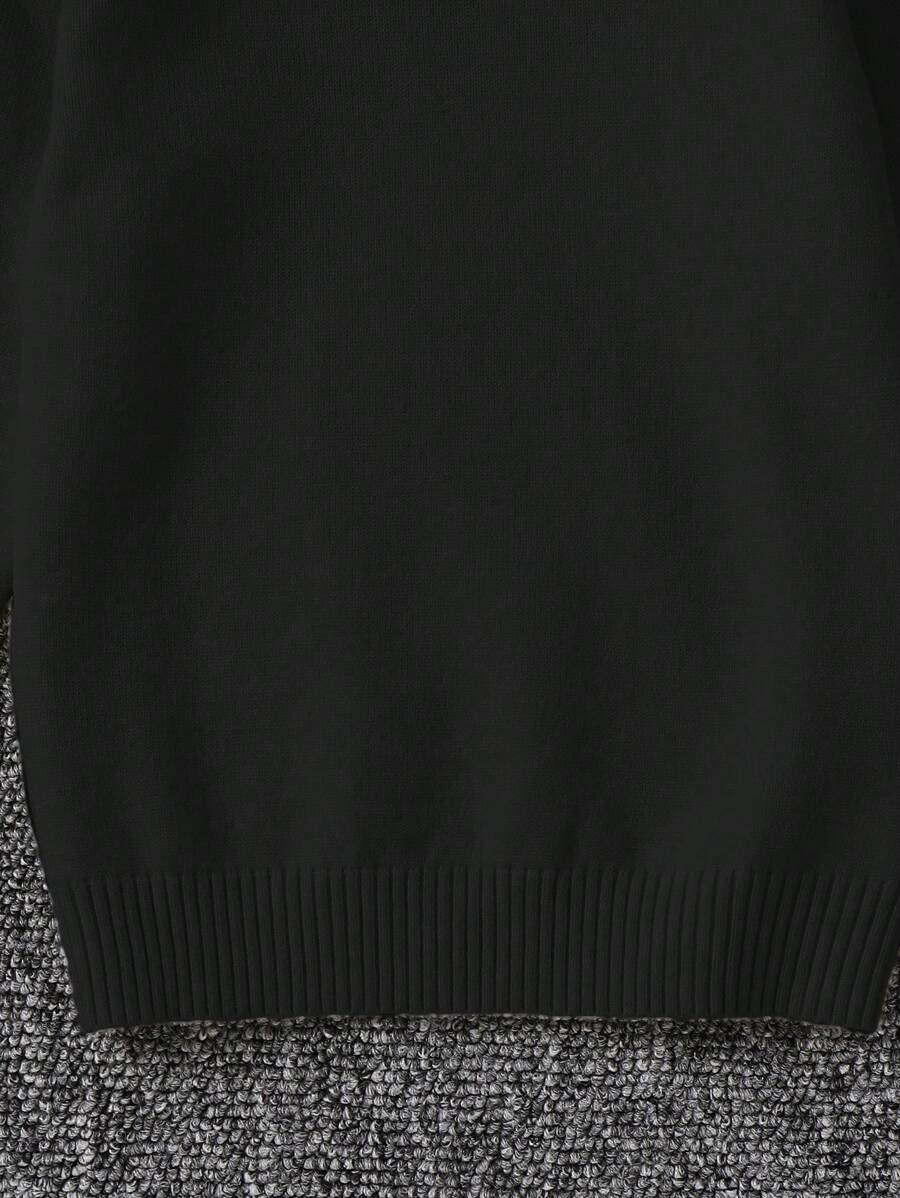 1pc Young Boys' Casual Comfortable Solid Color Versatile Loose Fit Turtleneck Sweater