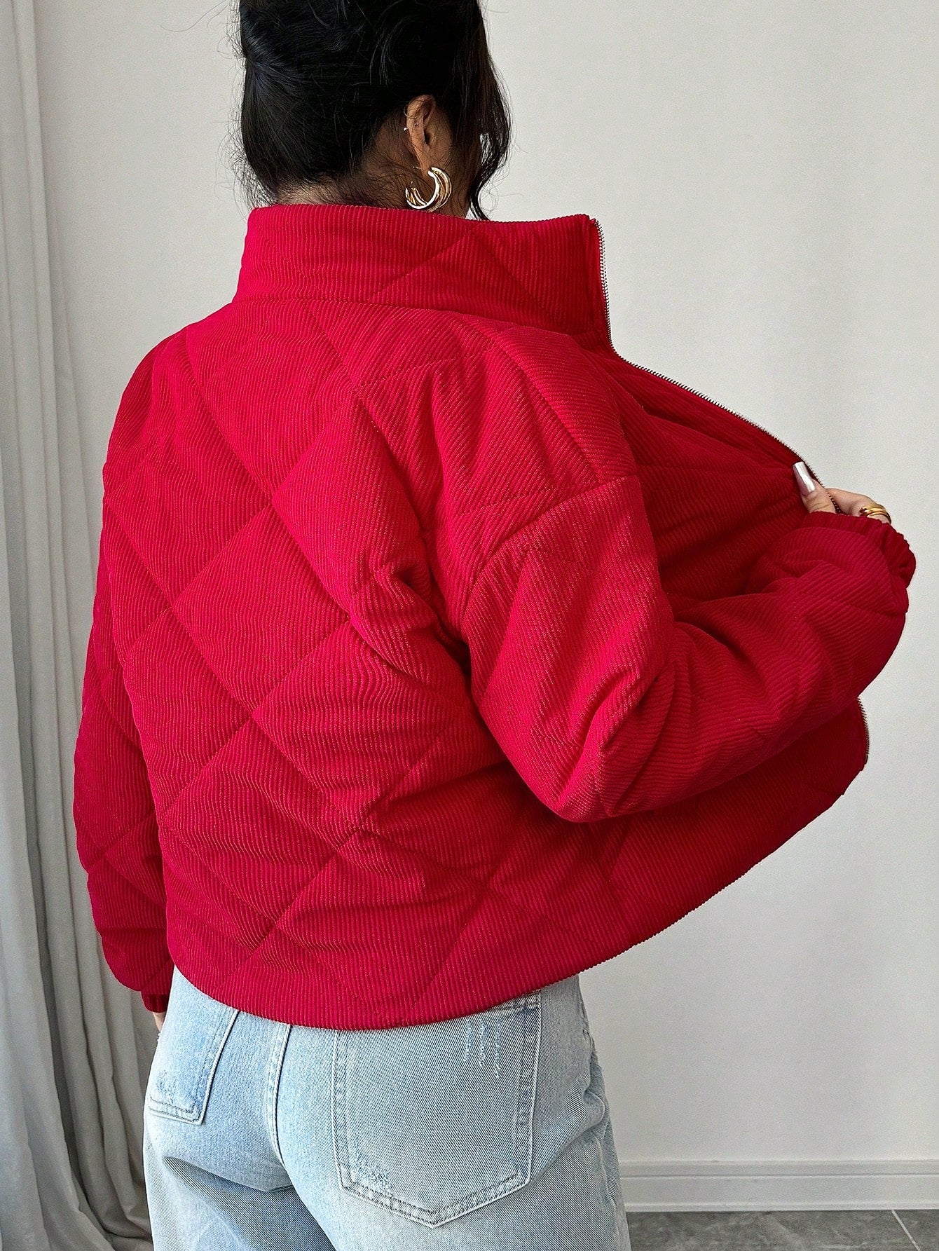 Chiquease Red Short Cotton Padded Padded Coat For Women, New Winter Clothes Style For New Year Clothes Fall Cloth For Women