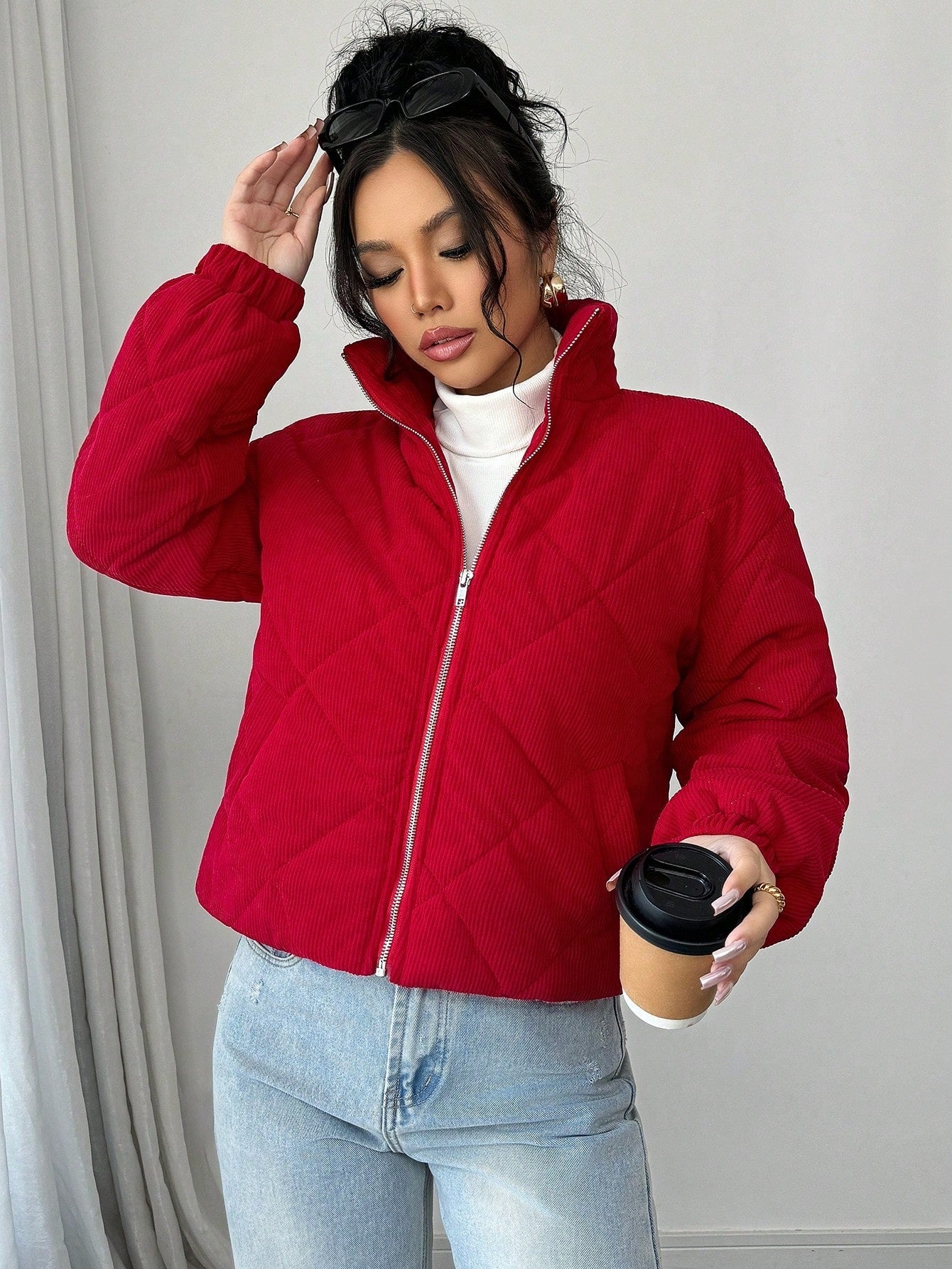Chiquease Red Short Cotton Padded Padded Coat For Women, New Winter Clothes Style For New Year Clothes Fall Cloth For Women