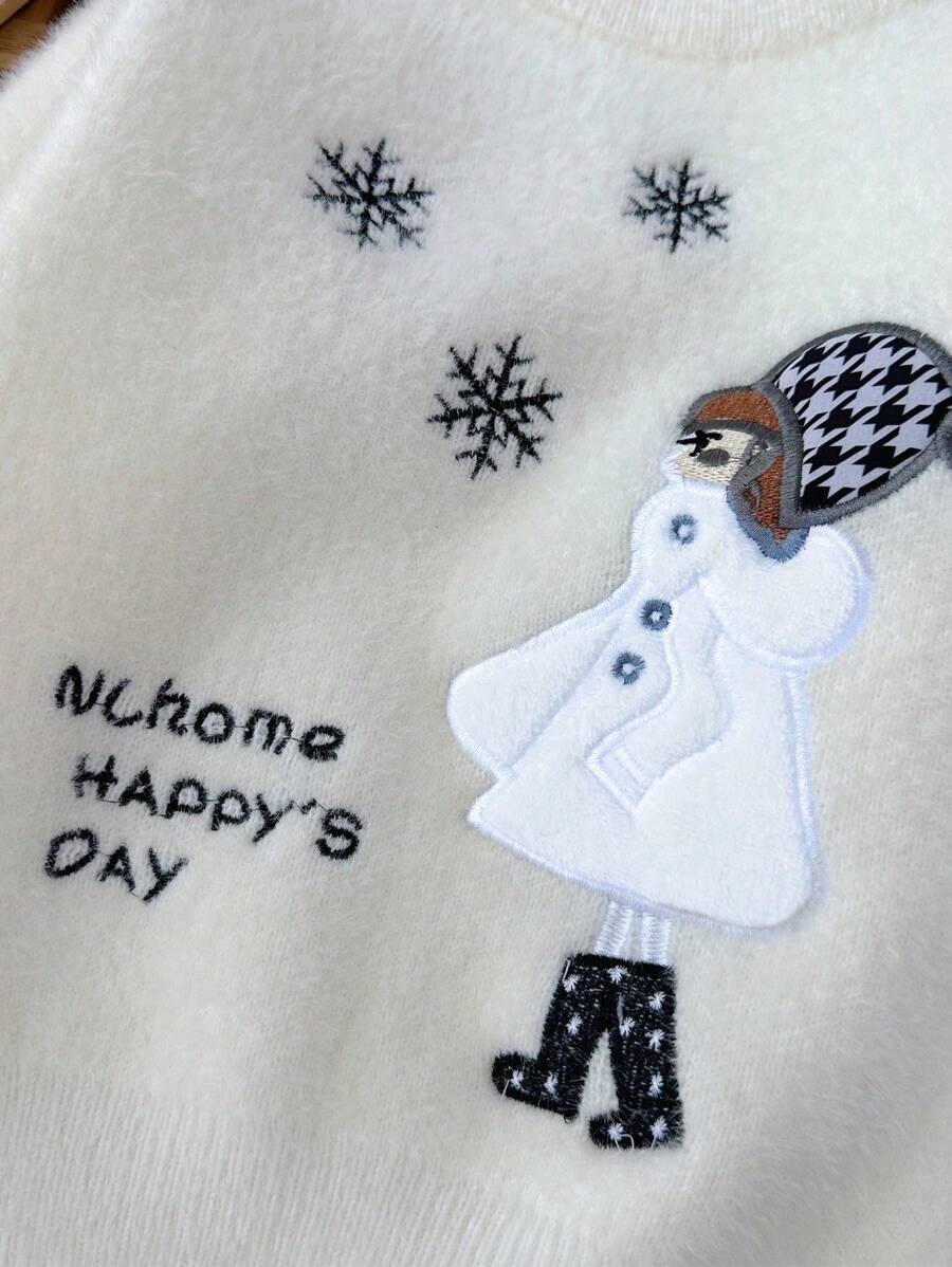 M.Dian 2025 Young Girl Cartoon Sweater Top