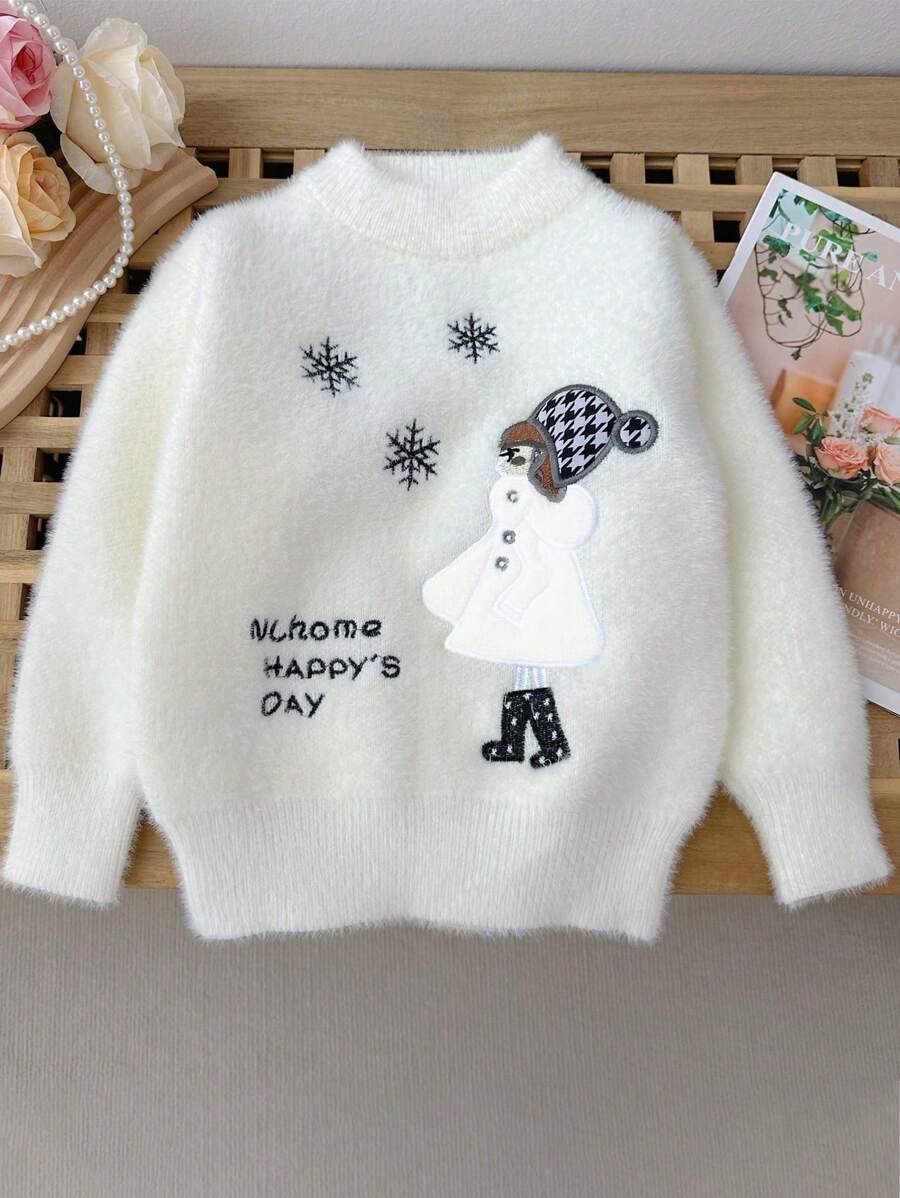 M.Dian 2025 Young Girl Cartoon Sweater Top