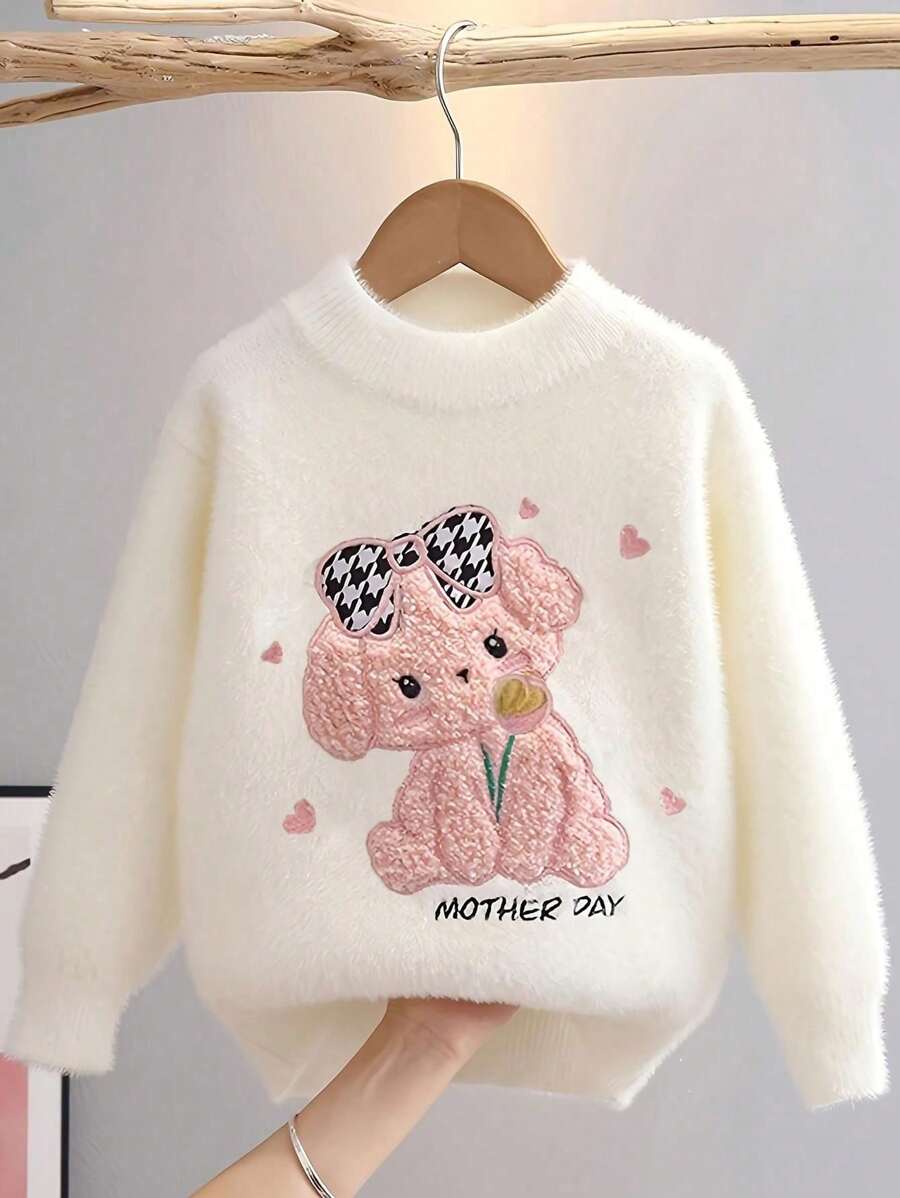 M.Dian 2025 Young Girl Cartoon Sweater Top