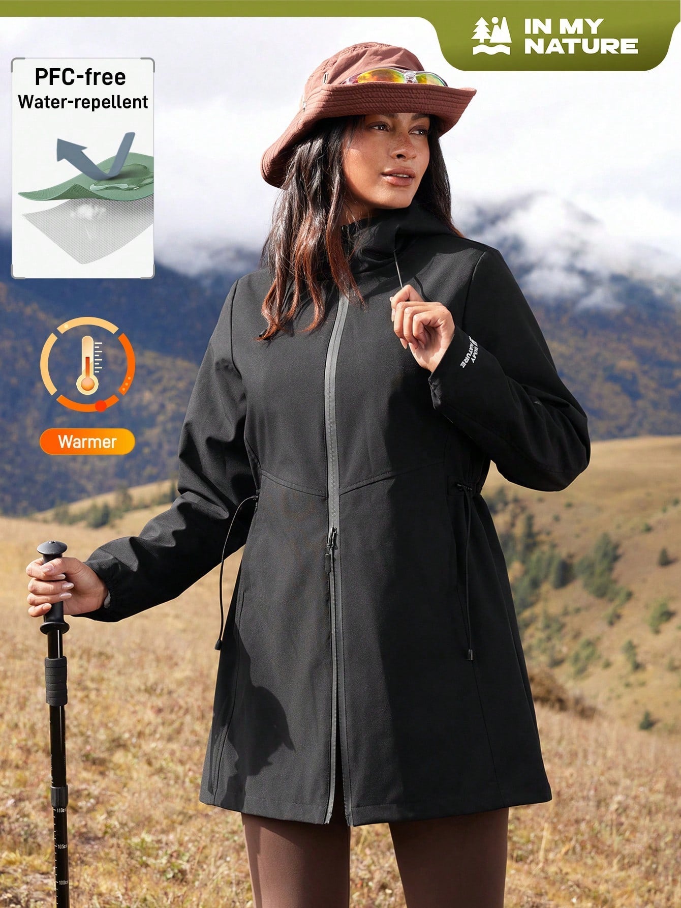 In My Nature Women's Solid Color Front Zip Letter Print Casual Outdoor Softshell Jacket