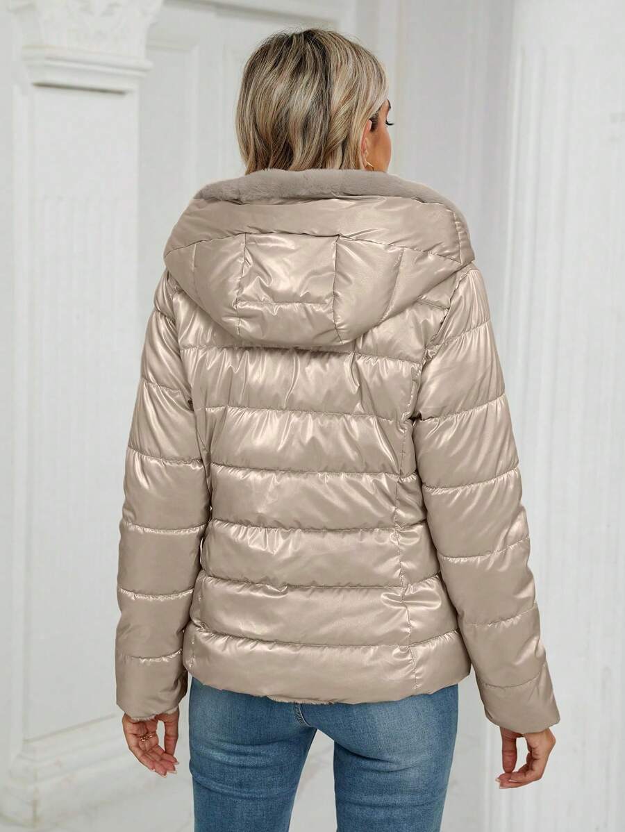 Giolshon Women's Casual Coat With A Hat And Down Jacket, Comfortable For Commuting And Daily Wear, Suitable For Both Autumn And Winter