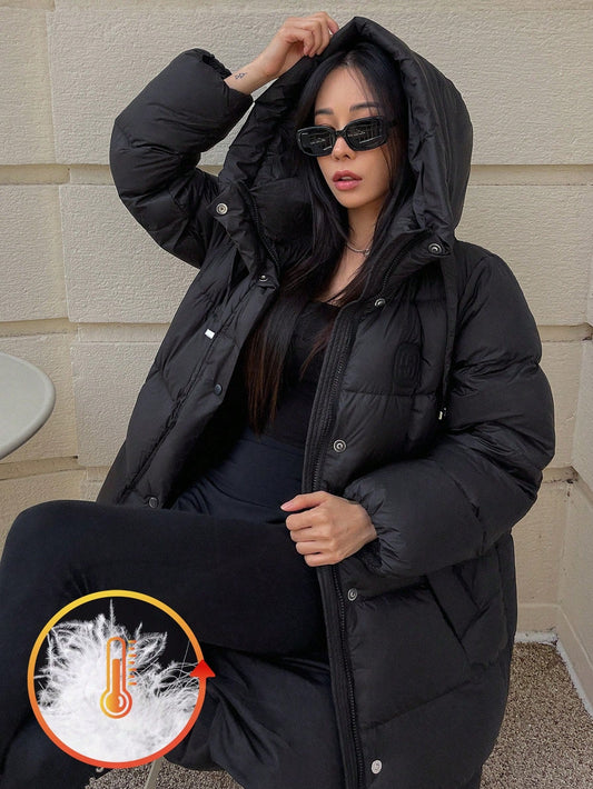 DAZY Women Winter Basic Plain Color Casual Long Hooded Down Jacket, Winter Women Clothes, Padded Coat Women,Fall Women Clothes