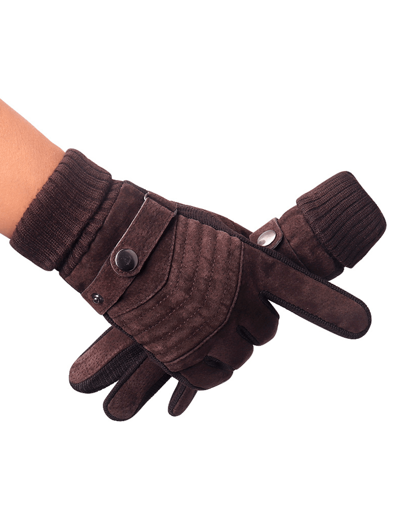 Men's Warm Thermal Lined Cycling Gloves, Winter Warmth, Thick PU Leather And Fur, Suitable For Motorcycle And Mountain Sports, Winter Hand Warmers
