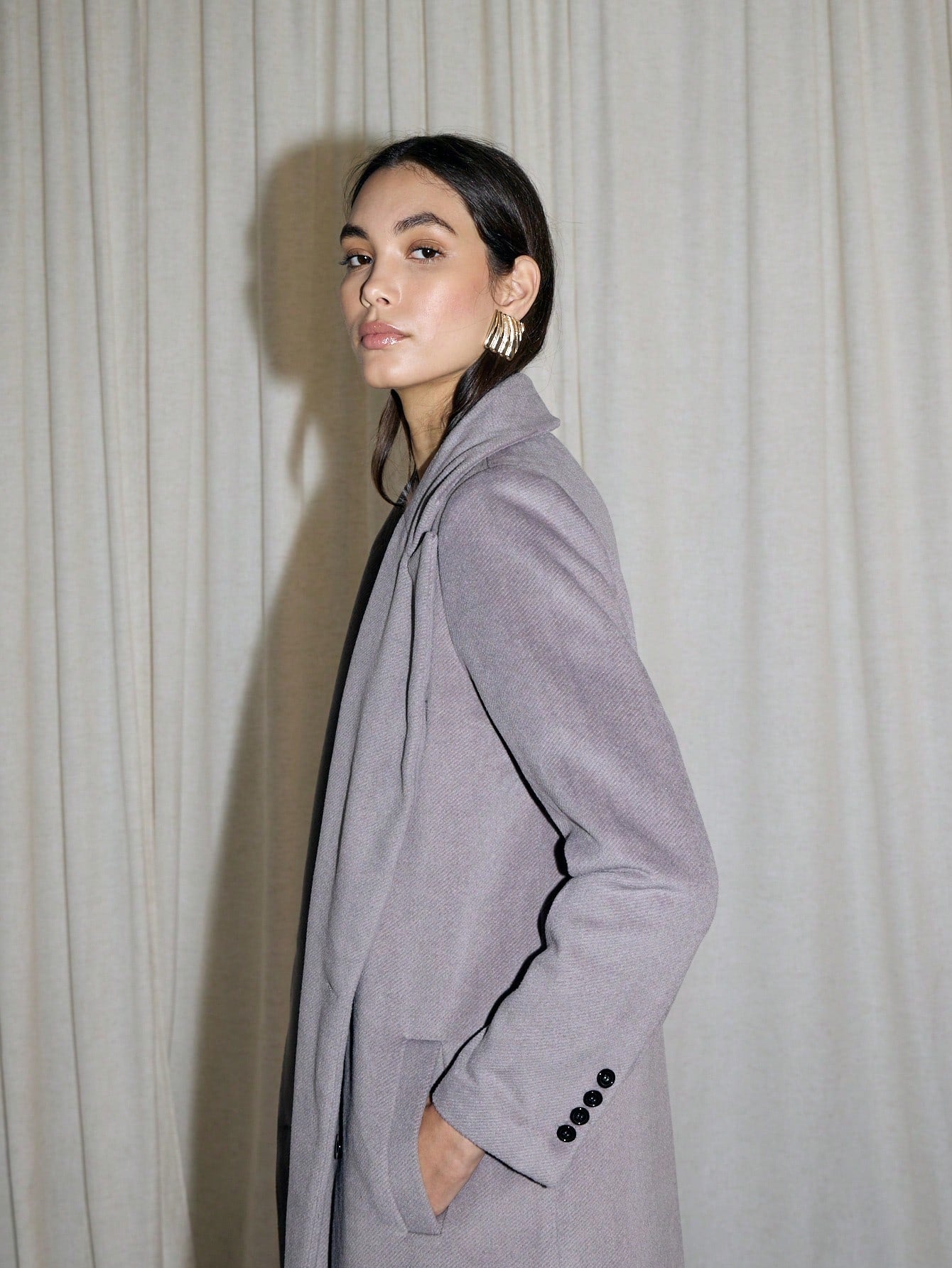 AiiRZ Luxury Double Breasted Longline Wool Blend Winter Trench Maxi Coat Fall Outerwear Classic Professional Business Formal Office Wear