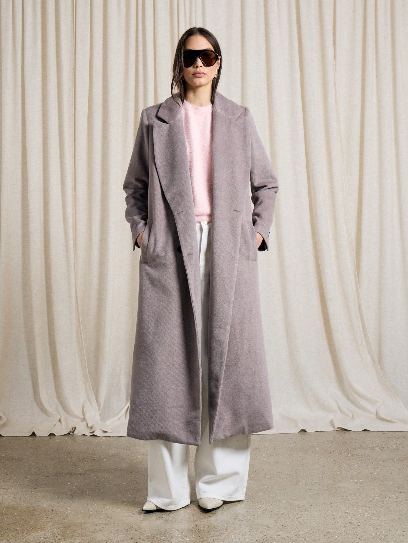 AiiRZ Luxury Double Breasted Longline Wool Blend Winter Trench Maxi Coat Fall Outerwear Classic Professional Business Formal Office Wear