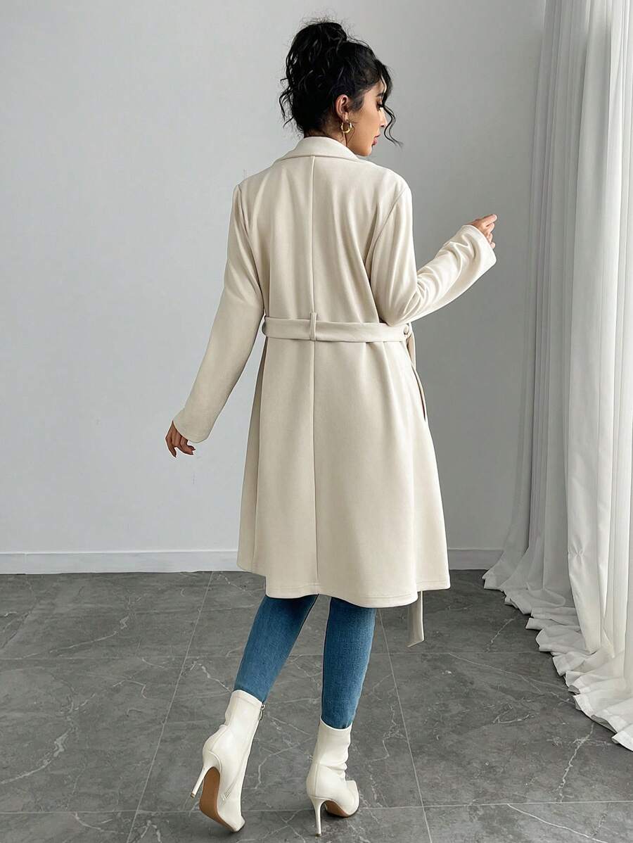 RosyDaze Women's Solid Color Faux Suede Double-Breasted Side Pocket Regular Jacket Fall Winter Cloth For Women