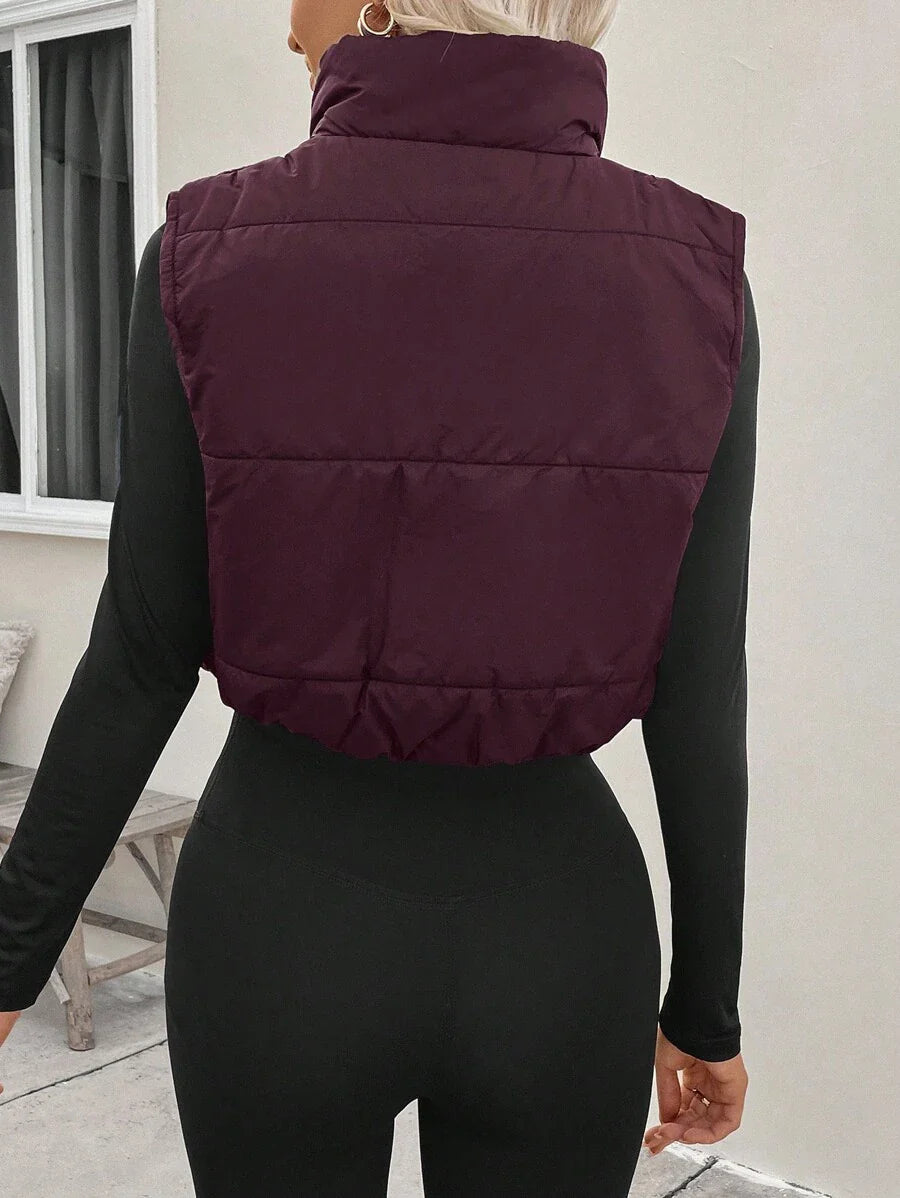 LUNE Women's Casual Warm Zip-Up Cotton Padded Vest For Winter Clothes