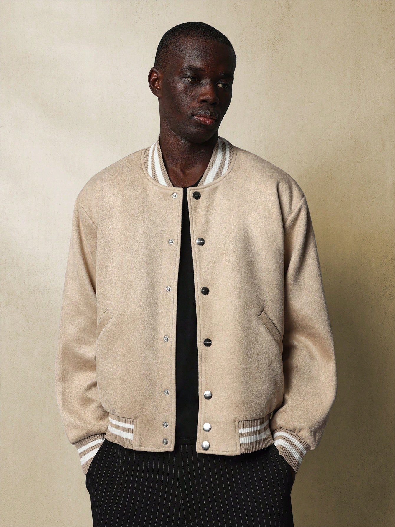 SUMWON Premium Suede Varsity Jacket Classic Letterman Baseball Style Bomber College Athletic Quilted Spring Fall Streetwear Outerwear