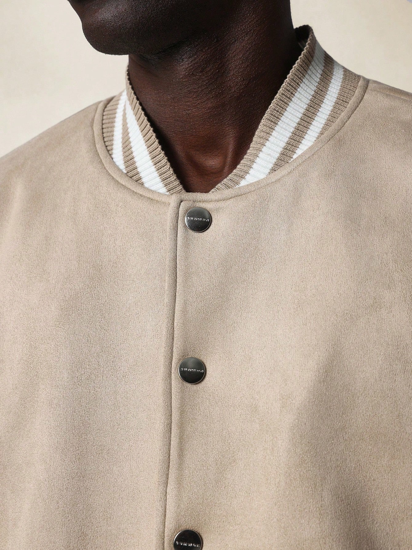 SUMWON Premium Suede Varsity Jacket Classic Letterman Baseball Style Bomber College Athletic Quilted Spring Fall Streetwear Outerwear