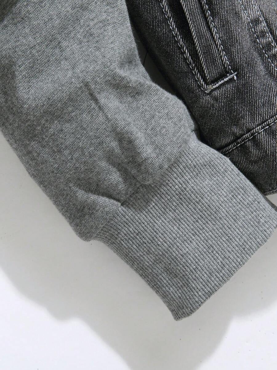 GALLERY FADE Men's Button Front Long Sleeve Pocket Casual Denim Hoodie Jacket, For Fall
