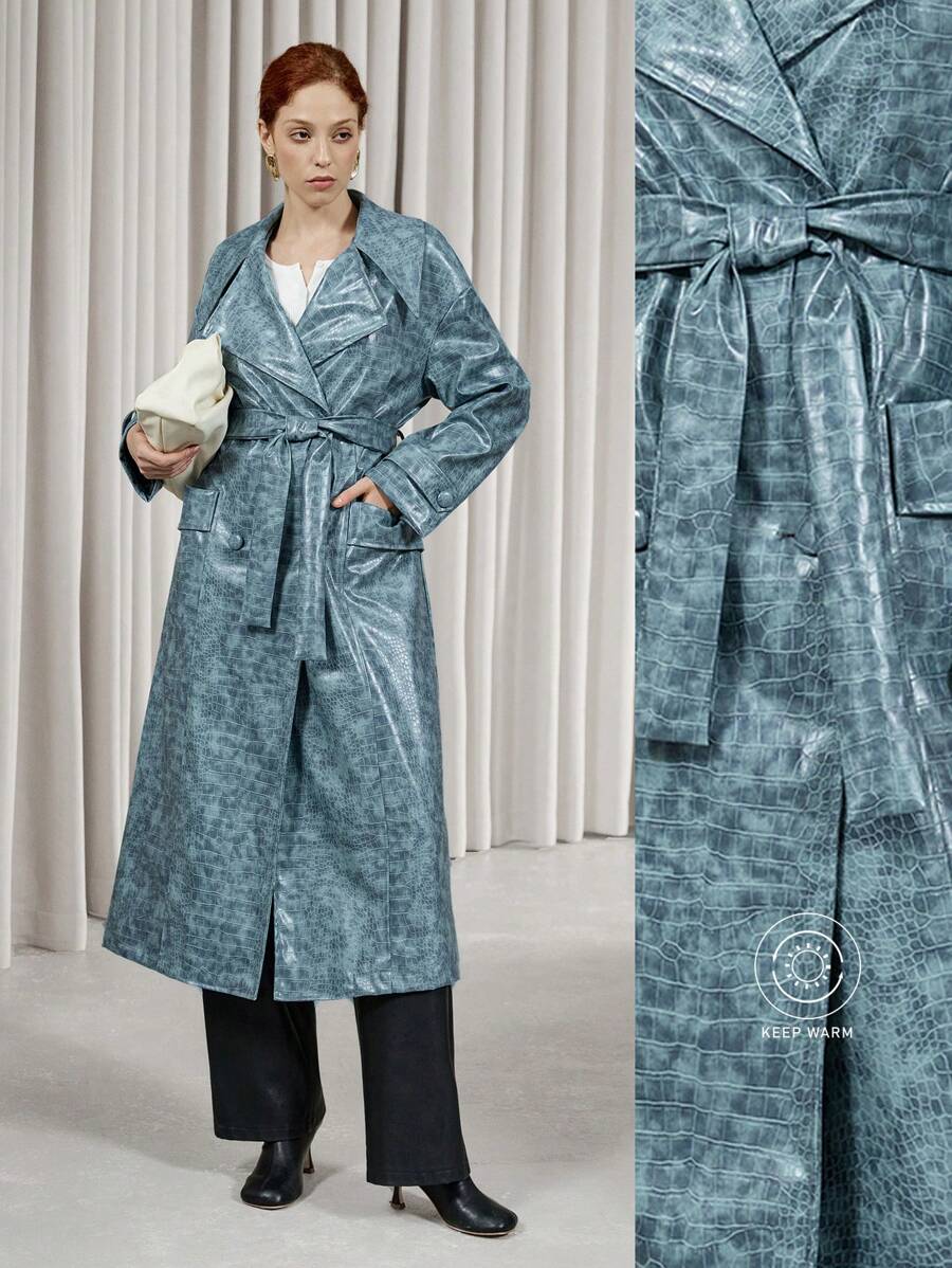 Aveloria Affinna Women's High Quality Burgundy PU Leather French Style Turndown Collar Long Sleeve Jacket, Fashion Streetwear, Autumn Fall Cloth For Women