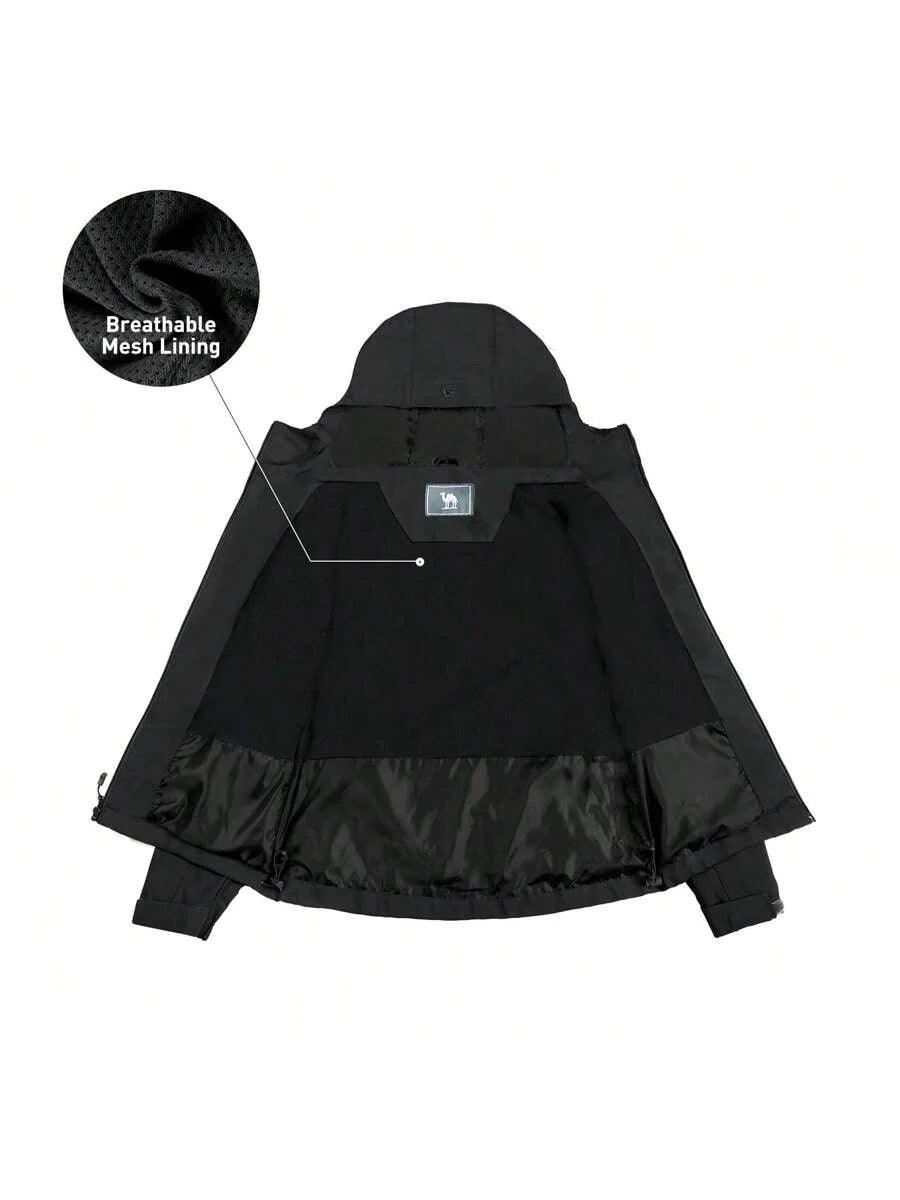 CAMEL CROWN Raincoat Women Lightweight Waterproof Rain Jacket With Hood Outdoor Windbreaker