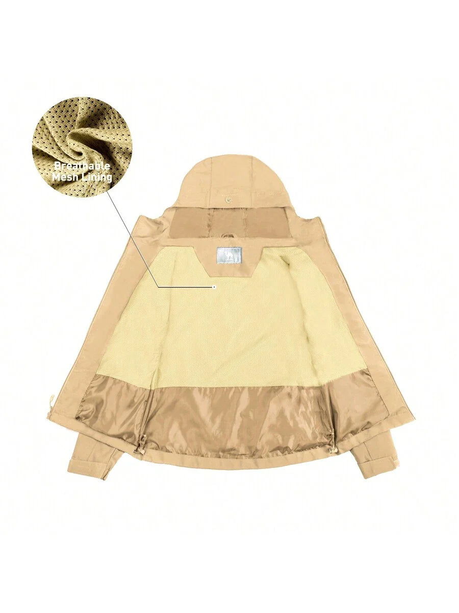 CAMEL CROWN Raincoat Women Lightweight Waterproof Rain Jacket With Hood Outdoor Windbreaker