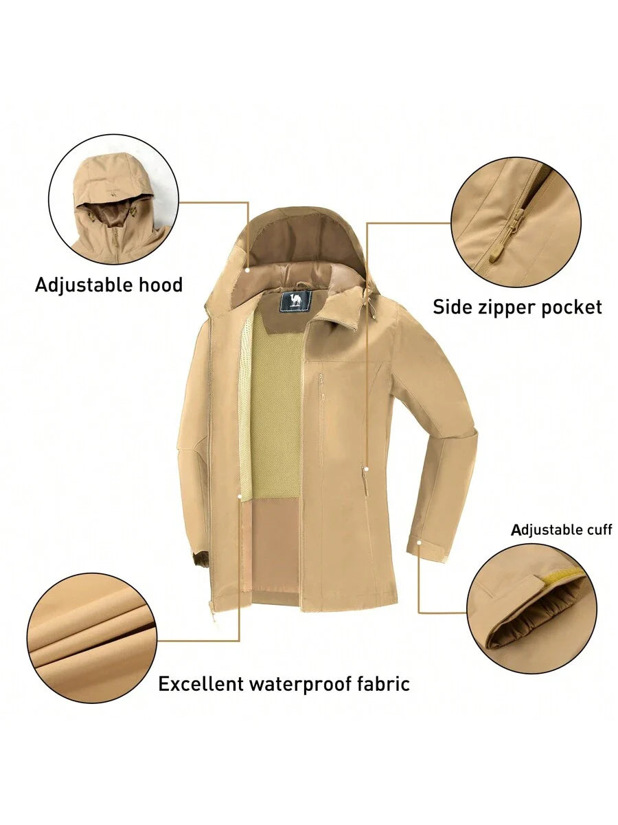 CAMEL CROWN Raincoat Women Lightweight Waterproof Rain Jacket With Hood Outdoor Windbreaker
