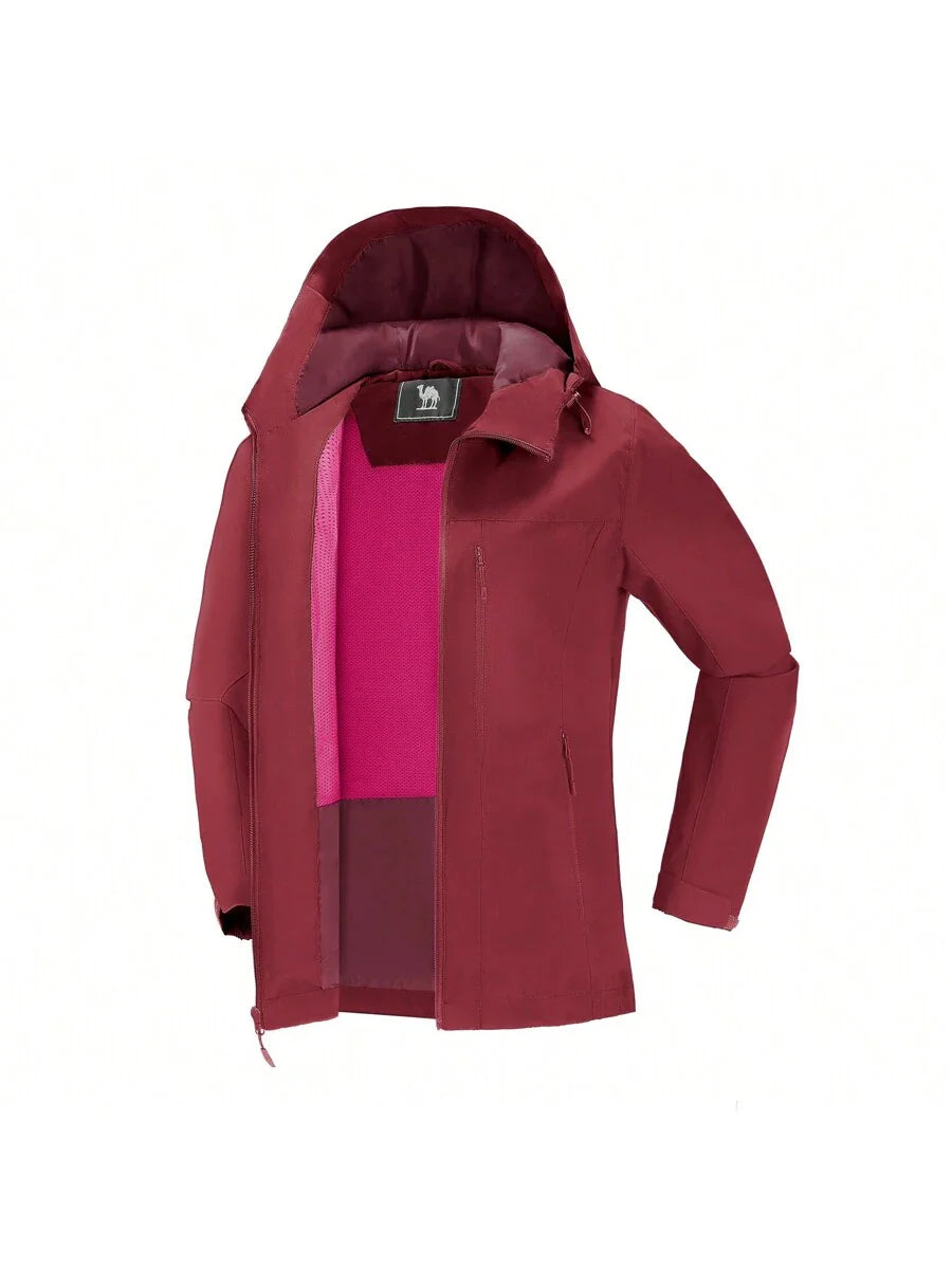CAMEL CROWN Raincoat Women Lightweight Waterproof Rain Jacket With Hood Outdoor Windbreaker