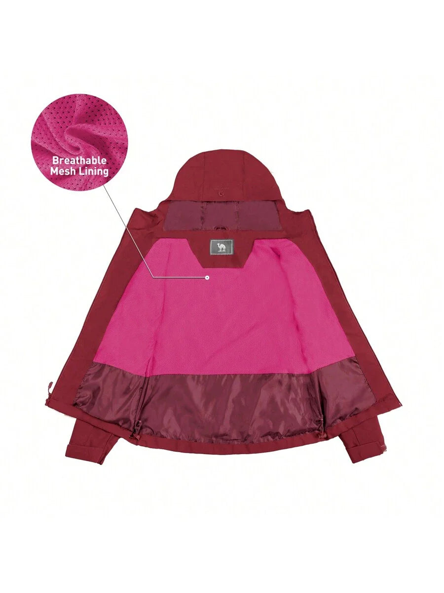 CAMEL CROWN Raincoat Women Lightweight Waterproof Rain Jacket With Hood Outdoor Windbreaker