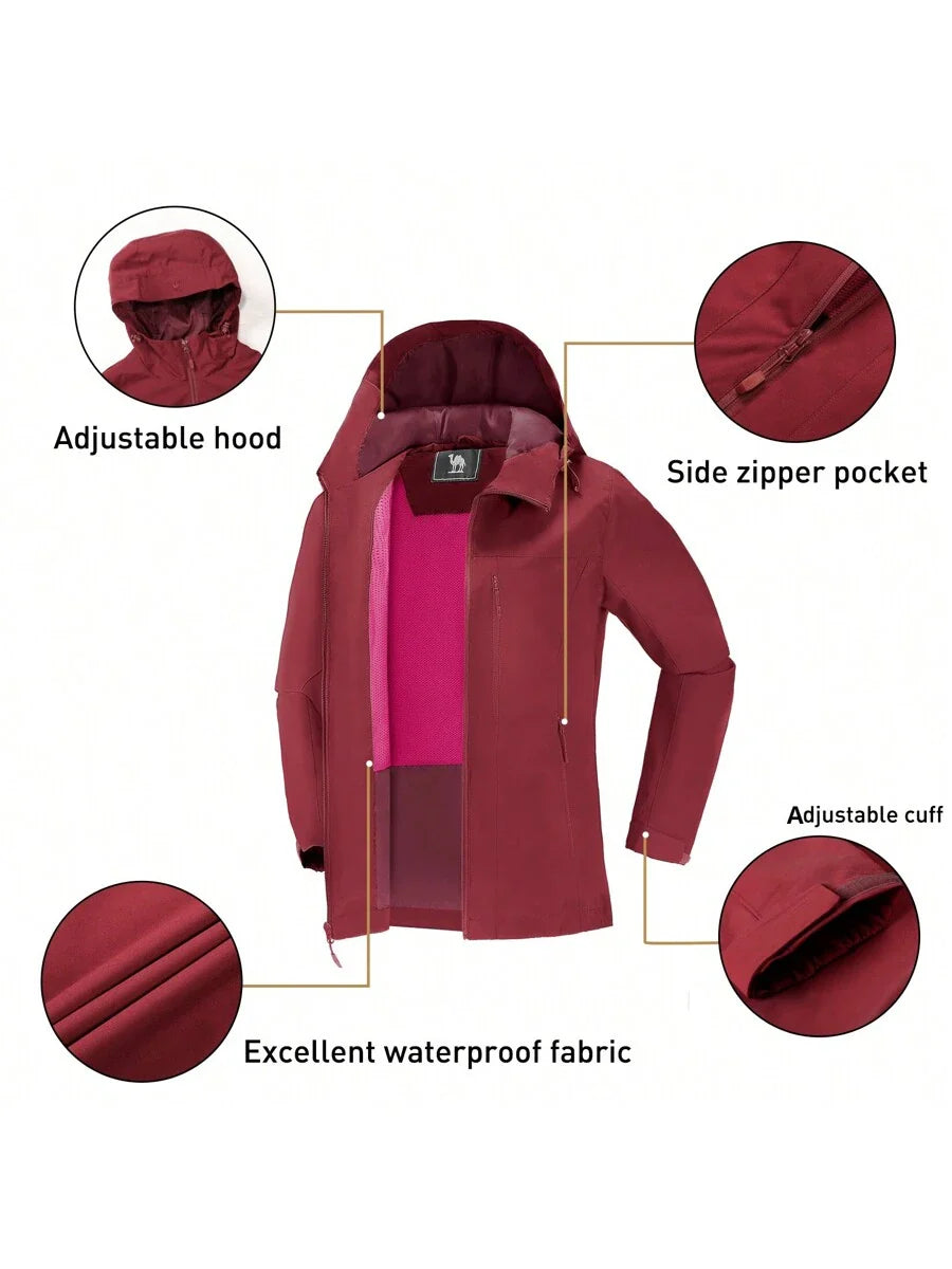 CAMEL CROWN Raincoat Women Lightweight Waterproof Rain Jacket With Hood Outdoor Windbreaker