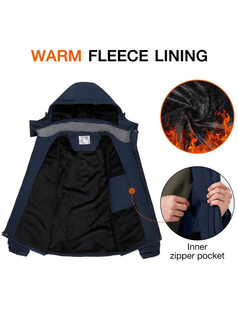 CAMEL CROWN Men's Mountain Ski Snow Jacket Waterproof Winter Coat Snowboarding Windbreaker Windproof Warm Hooded Snow Coat