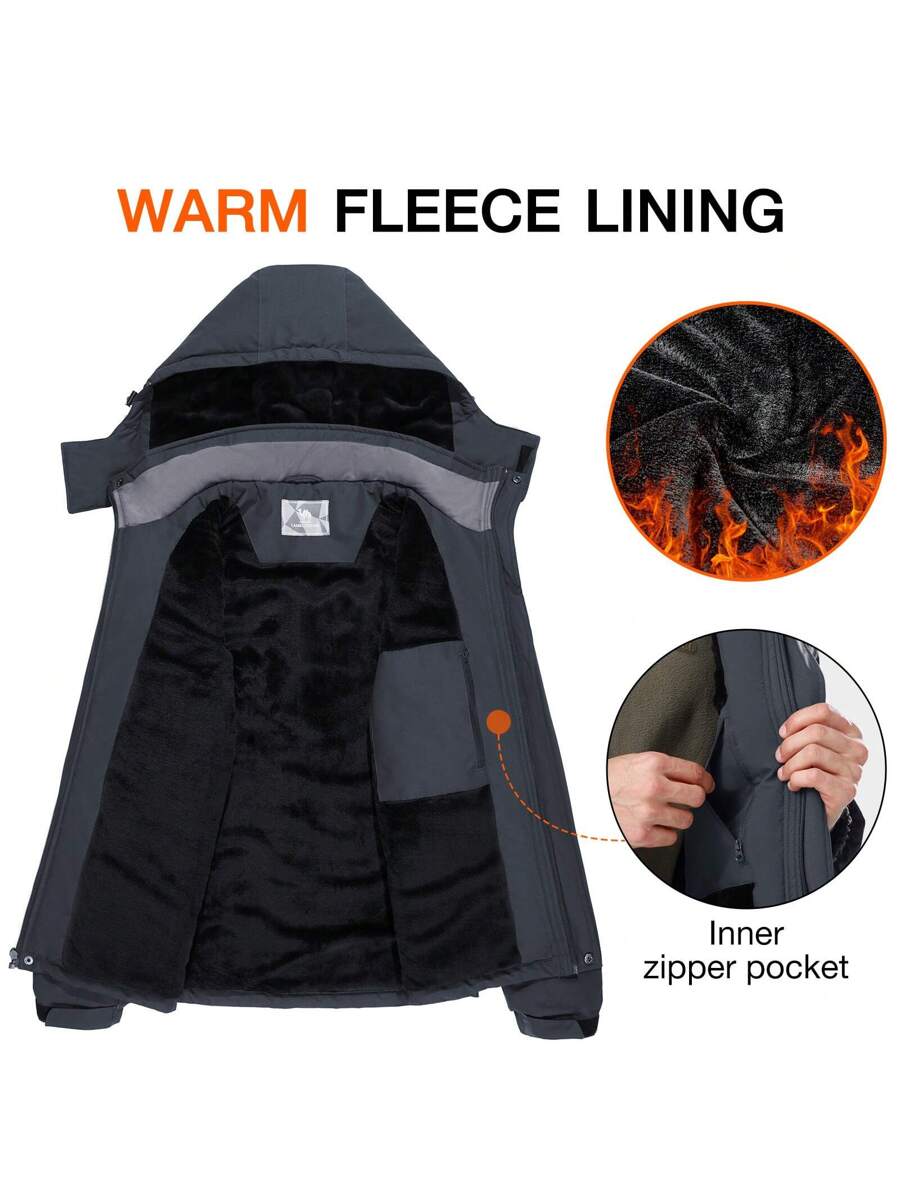 CAMEL CROWN Men's Mountain Ski Snow Jacket Waterproof Winter Coat Snowboarding Windbreaker Windproof Warm Hooded Snow Coat