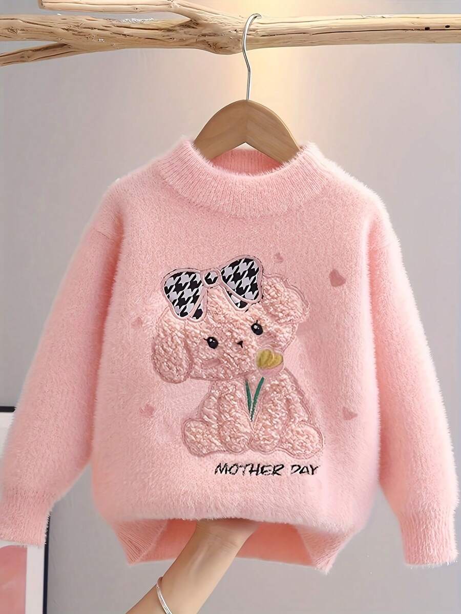 M.Dian 2025 Young Girl Cartoon Sweater Top