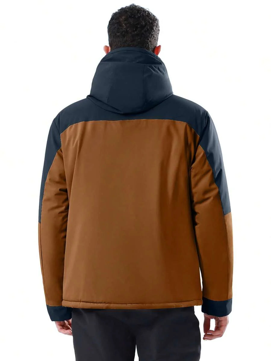 CAMEL CROWN Men's Winter Ski Jacket Mountain Snow Coats Waterproof Detachable Hood Windproof Fleece Rain Jackets