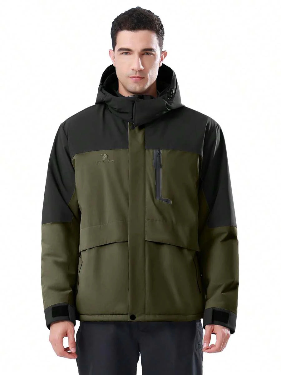 CAMEL CROWN Men's Winter Ski Jacket Mountain Snow Coats Waterproof Detachable Hood Windproof Fleece Rain Jackets
