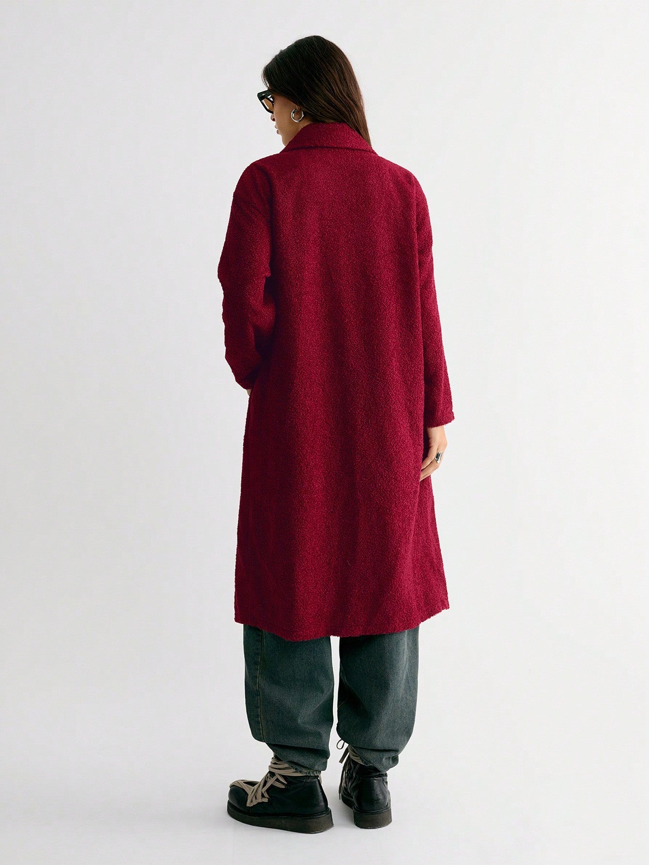 Lunelith SHEIN Lunessa Apricot Teddy Fleece Long Jacket, Warm For Autumn/Winter