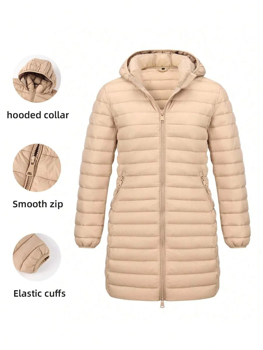 Risissida Women's Casual Hooded Windbreaker With Pockets, Padded Jacket Is Lightweight And Suitable For Everyday Wear