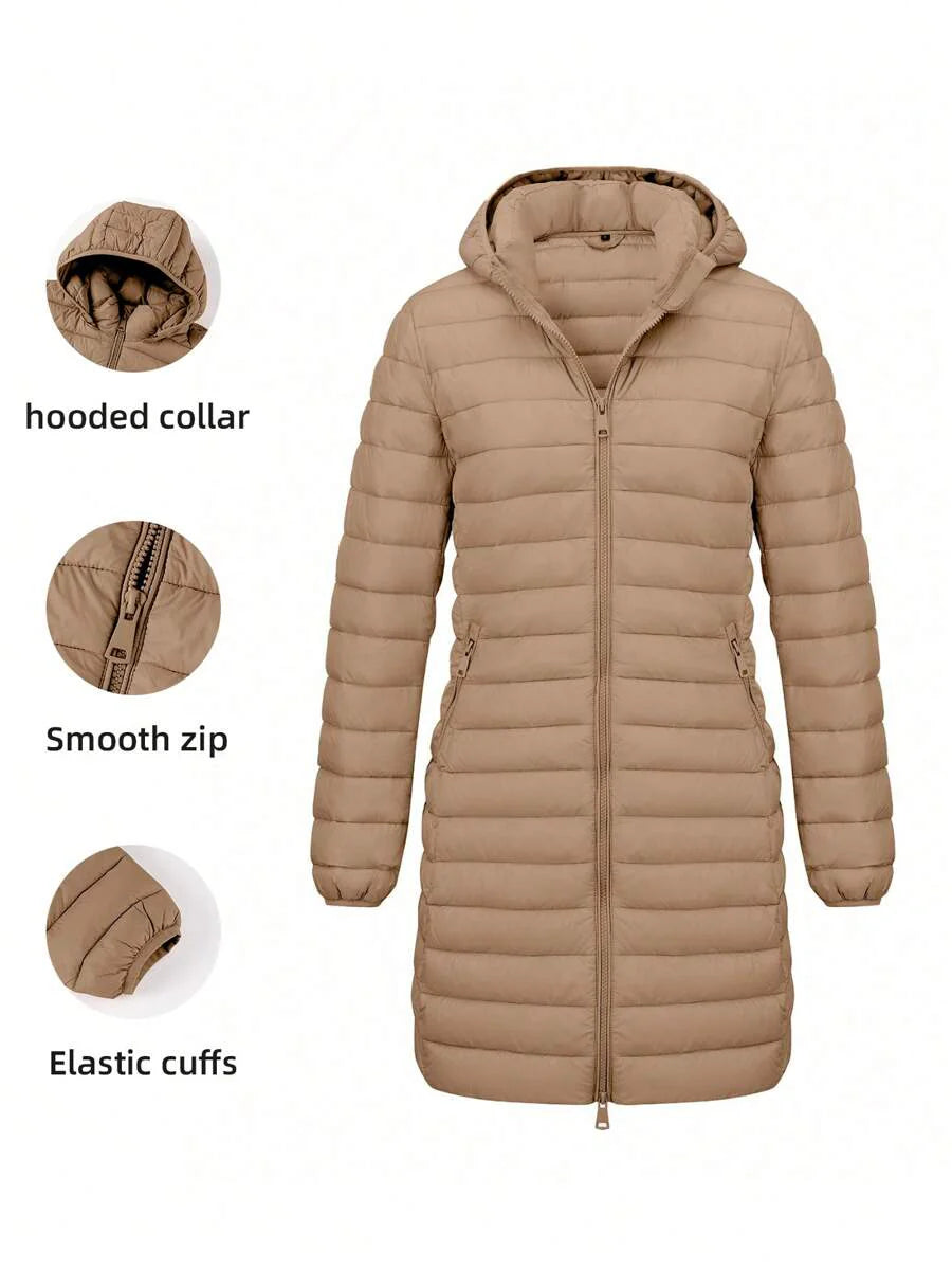 Risissida Women's Casual Hooded Windbreaker With Pockets, Padded Jacket Is Lightweight And Suitable For Everyday Wear
