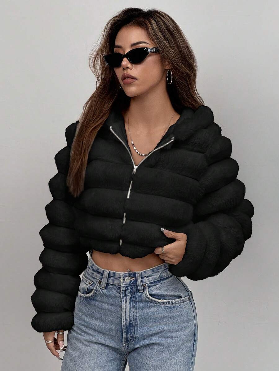 Comfortcana Women's Fashion Street Zip-Up Hooded Faux Fur Jacket, Winter Brown Zip Up Winter Winter Clothes Jacket Halloween Christmas,Winter Clothes For Women