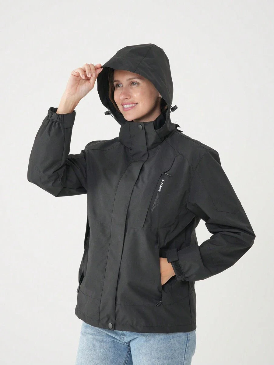 Women Color Block Spring And Autumn Windbreaker, Sports Outdoor Windproof Waterproof Running Lightweight Breathable Mountaineering Jacket With Long Sleeves
