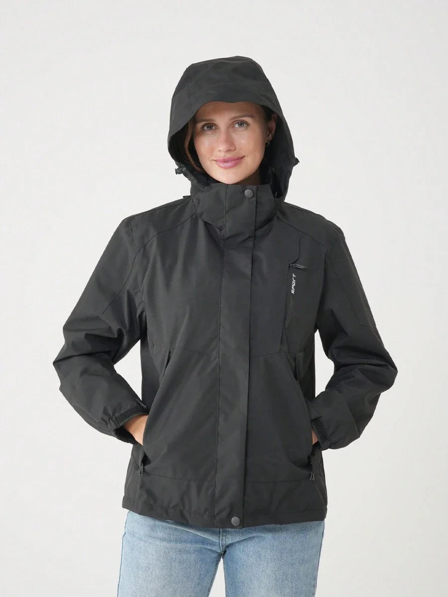 Women Color Block Spring And Autumn Windbreaker, Sports Outdoor Windproof Waterproof Running Lightweight Breathable Mountaineering Jacket With Long Sleeves