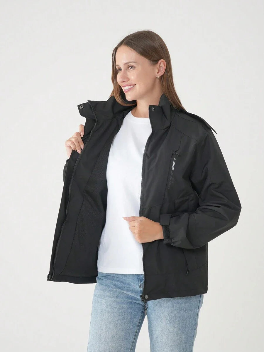 Women Color Block Spring And Autumn Windbreaker, Sports Outdoor Windproof Waterproof Running Lightweight Breathable Mountaineering Jacket With Long Sleeves