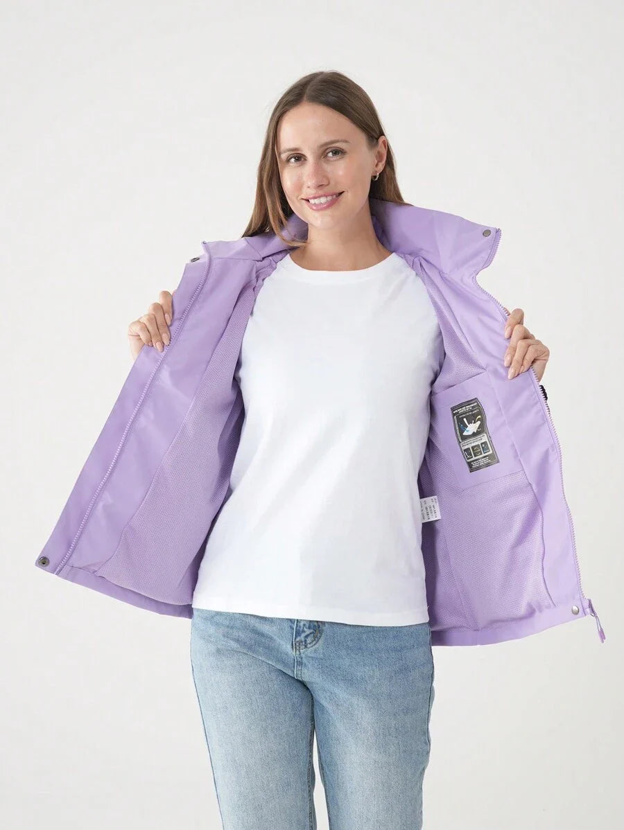 Women Color Block Spring And Autumn Windbreaker, Sports Outdoor Windproof Waterproof Running Lightweight Breathable Mountaineering Jacket With Long Sleeves