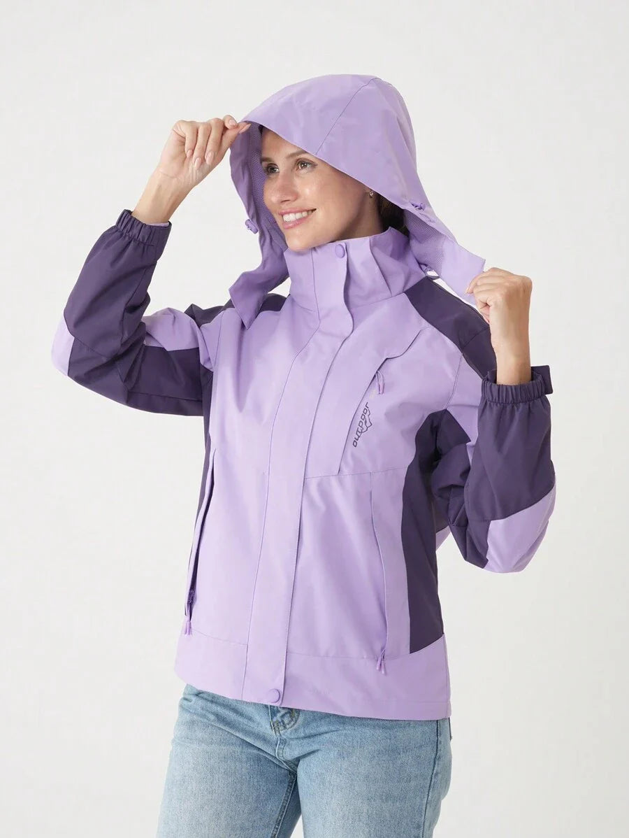 Women Color Block Spring And Autumn Windbreaker, Sports Outdoor Windproof Waterproof Running Lightweight Breathable Mountaineering Jacket With Long Sleeves