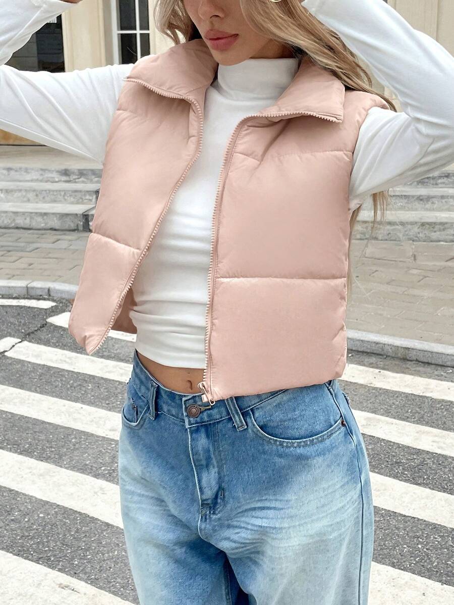 EZwear Women's Down Quilted Collared Sleeveless Jacket, Winter, Women's Sleeveless Zip-Up Casual Warm Padded Coat, Winter Women Coat, Black Jacket, Winter Women Clothes, Black Coat, Retro, Elegant Women, Festival Clothes, Business Casual Women,