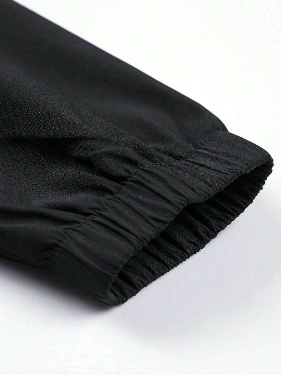 Men's Drawstring Hooded Waterproof Casual Versatile Zip Pocket Windbreaker Jacket, Suitable For Daily Wear