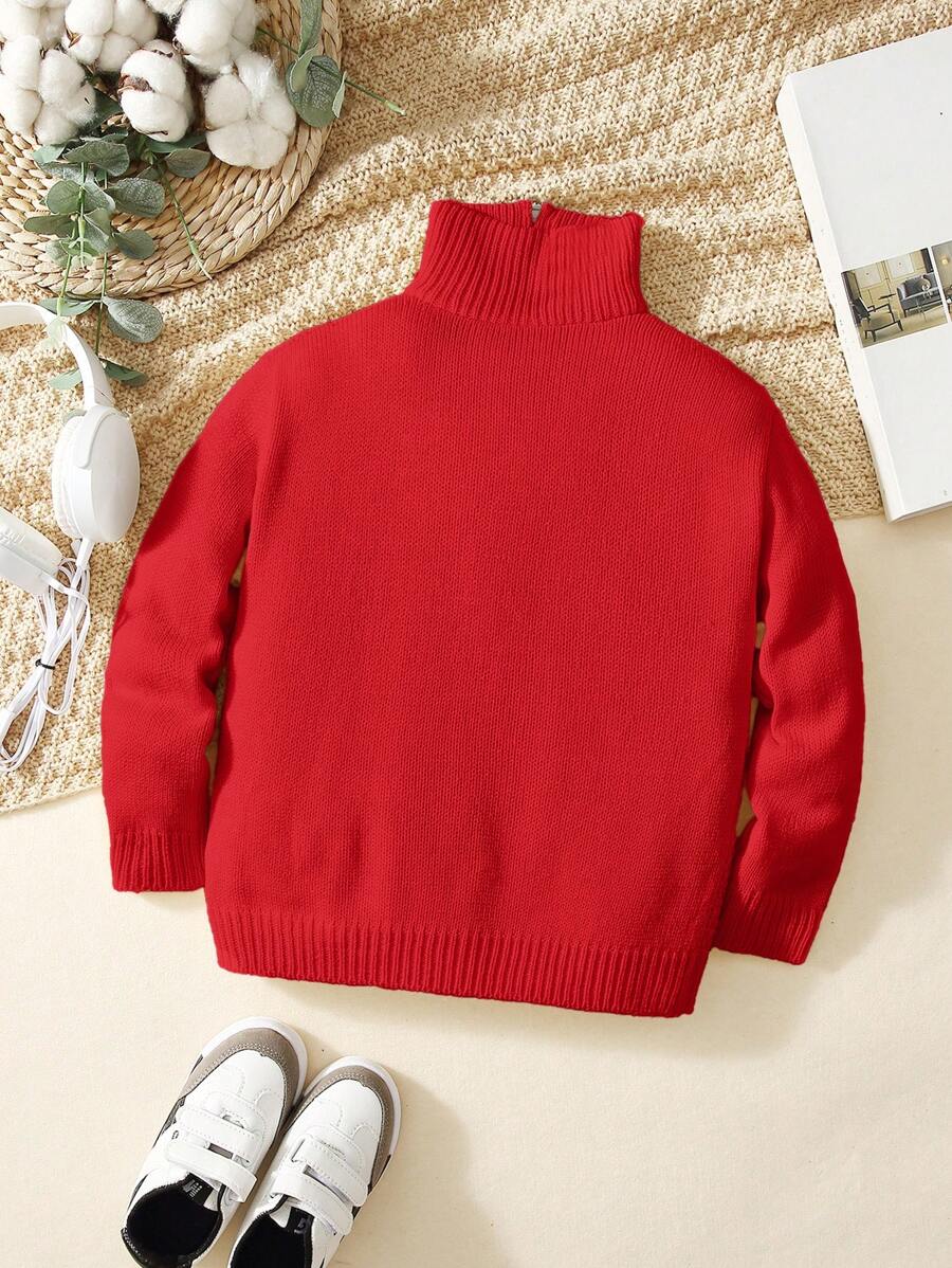 Tween Boys' Casual Turndown Collar Half-Zip Up Long Sleeve Knitted Sweater Fall Winter