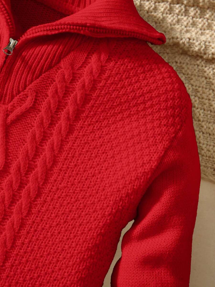 Tween Boys' Casual Turndown Collar Half-Zip Up Long Sleeve Knitted Sweater Fall Winter