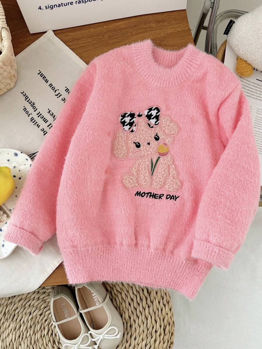 M.Dian 2025 Young Girl Cartoon Sweater Top
