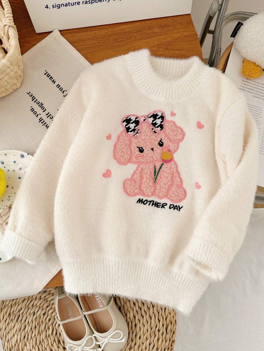 M.Dian 2025 Young Girl Cartoon Sweater Top